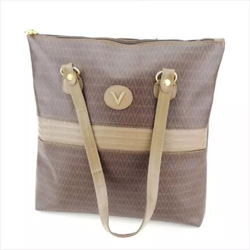 Mario Valentino Tote bag Beige Brown PVC Leather Woman Authentic Used